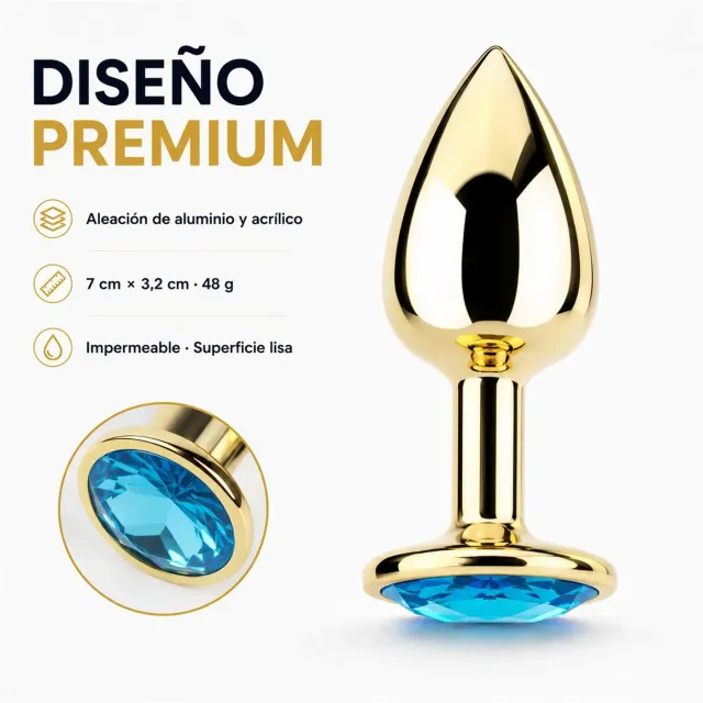 Anal Plug Eros Gold Metal Small Lightblue 5