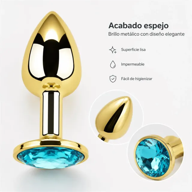 Anal Plug Eros Gold Metal Small Lightblue 6