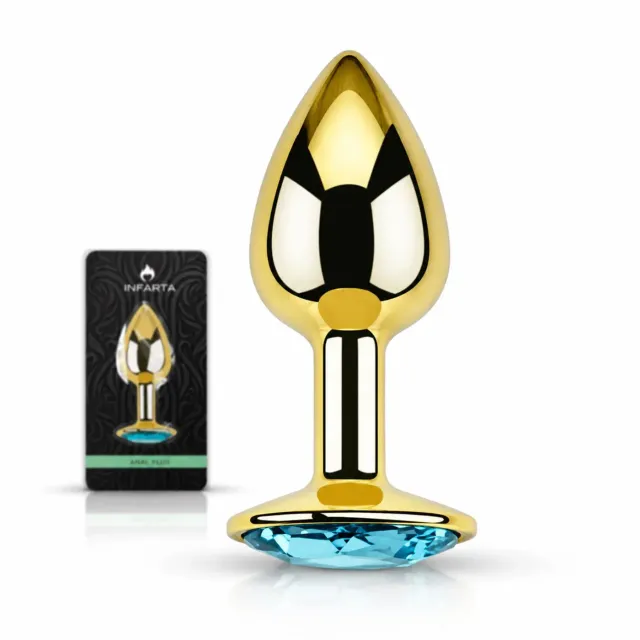 Anal Plug Eros Gold Metal Small Lightblue