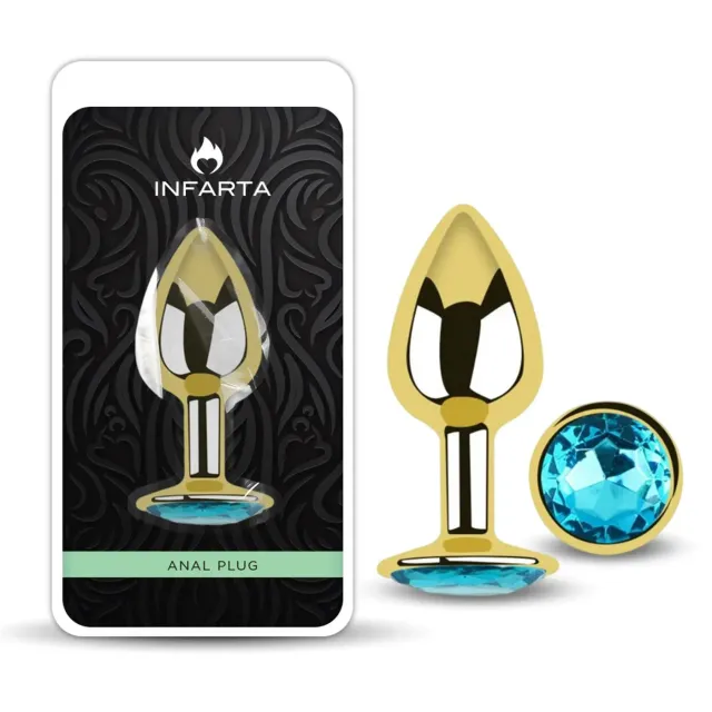 Anal Plug Eros Gold Metal Small Lightblue 8