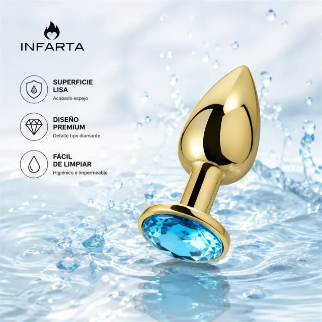 Anal Plug Eros Gold Metal Small Lightblue 3