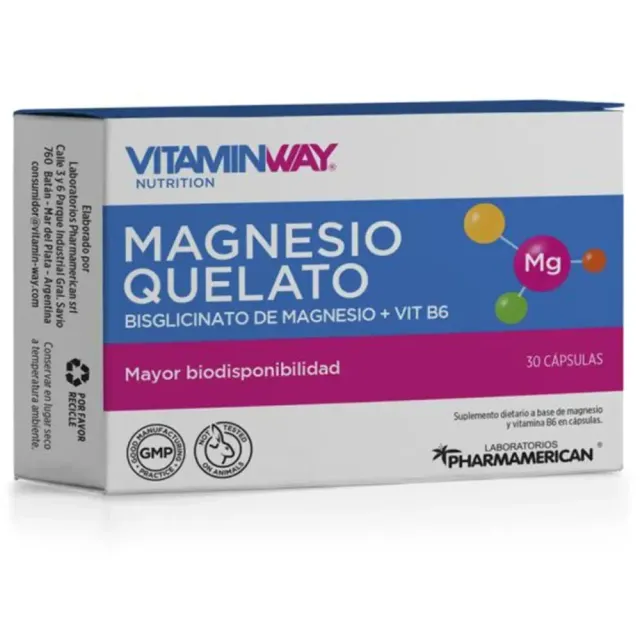 Magnesio quelato x30 cápsulas Vitaminway