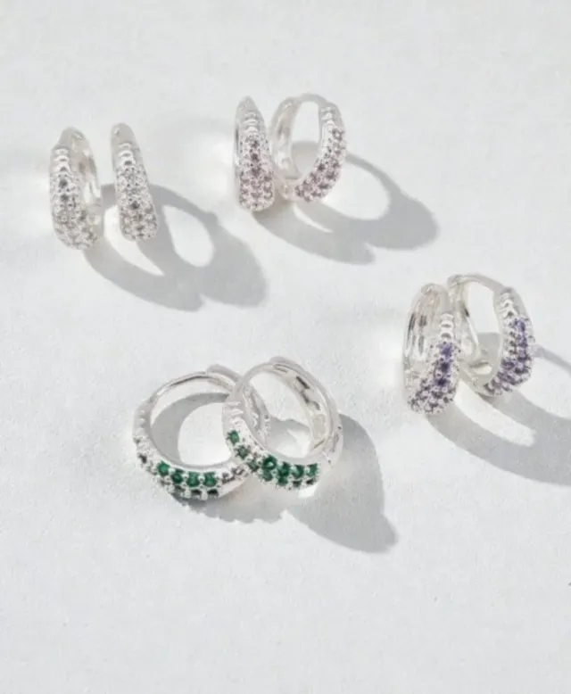 Aro micropave acero blanco strass lila