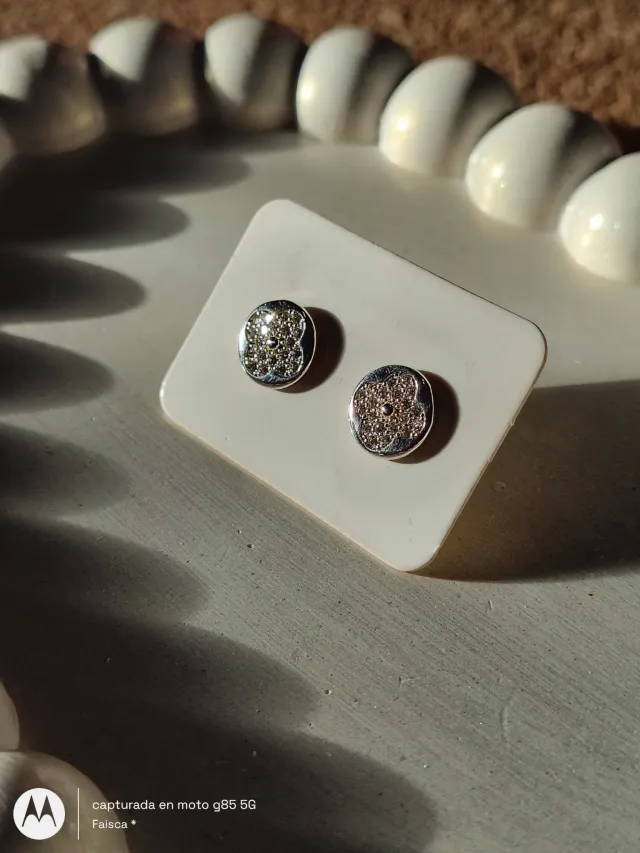 Aro trébol micropave circulo acero blanco