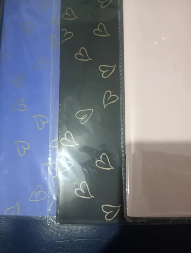 Papel coreano corazon dorado y plateado NEGRO 10 unid