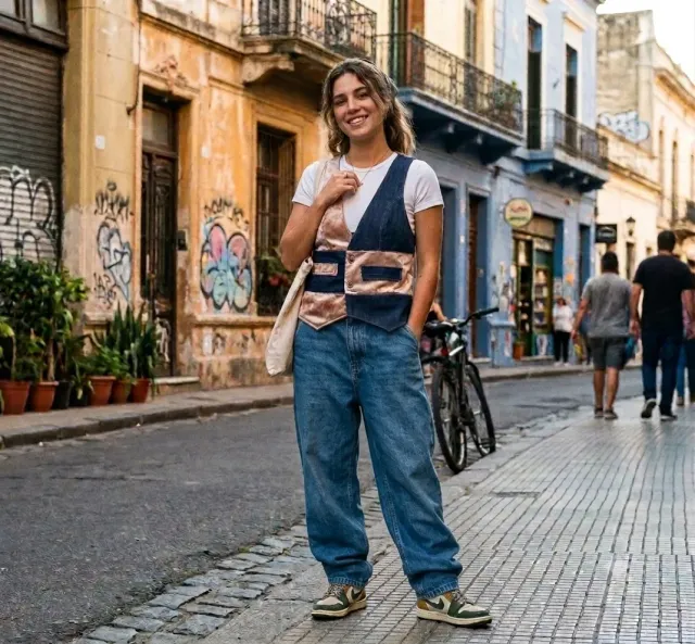 Chaleco de Jean combinado Talle S