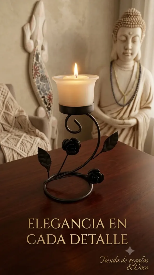 Porta velas metal y vidrio