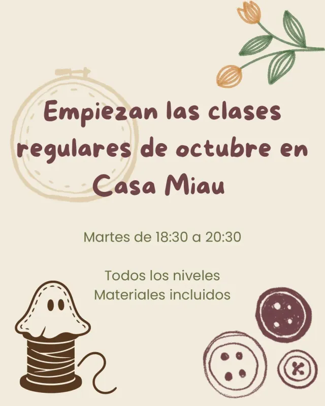 Taller regular PRESENCIAL de Bordado 2