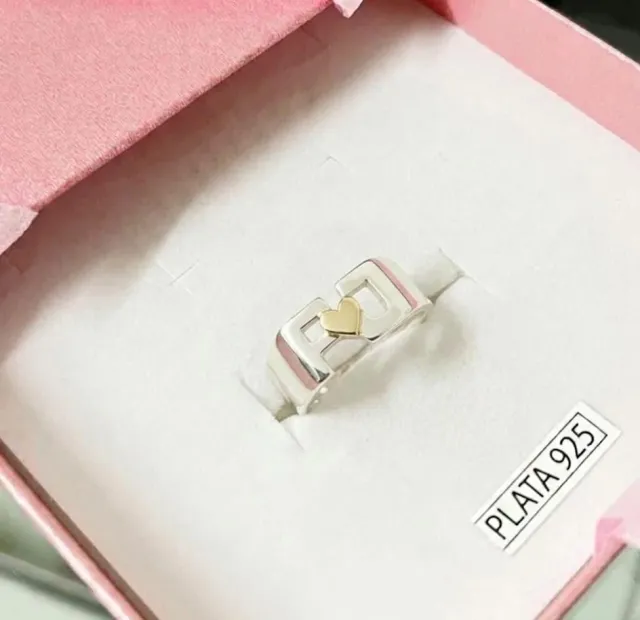 Anillo Doble Inicial + Corazón