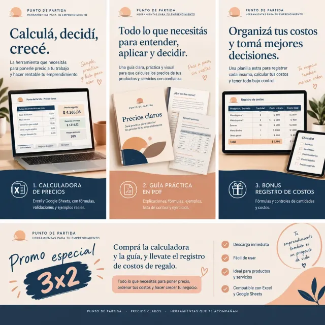 Precios claros | Kit para calcular tus precios y organizar tus costos