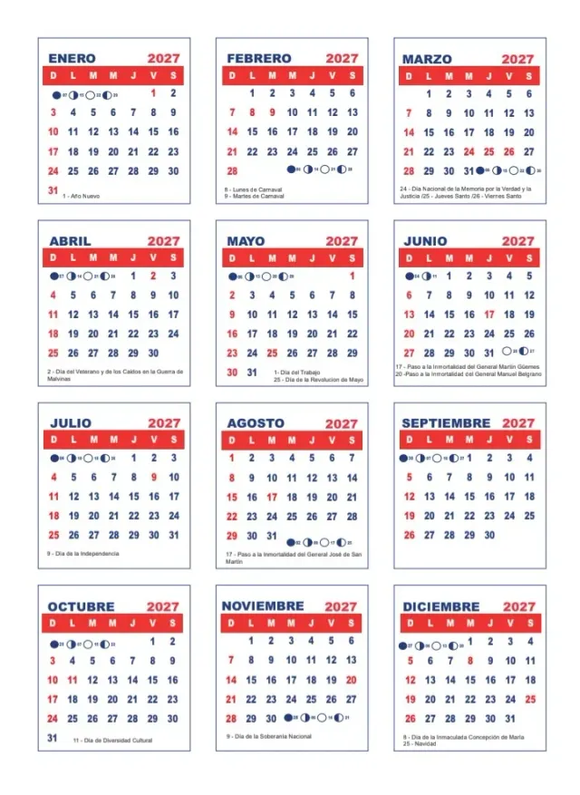 Calendarios mignon 2027 4