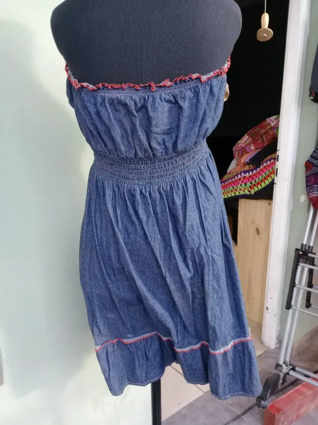 Vestido Jean strapless Bordado 3