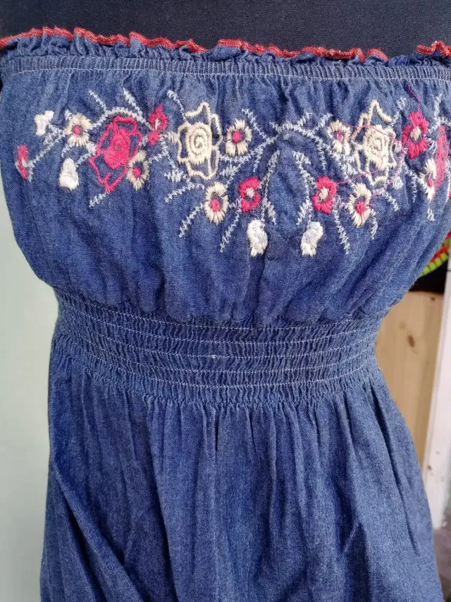 Vestido Jean strapless Bordado 2