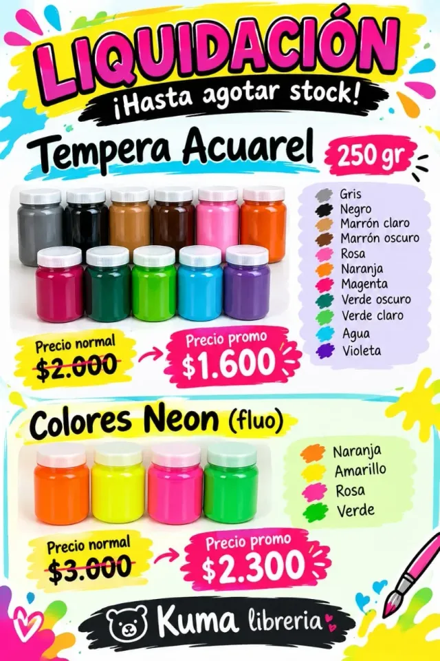 Tempera Acuarel 250gr OFERTA