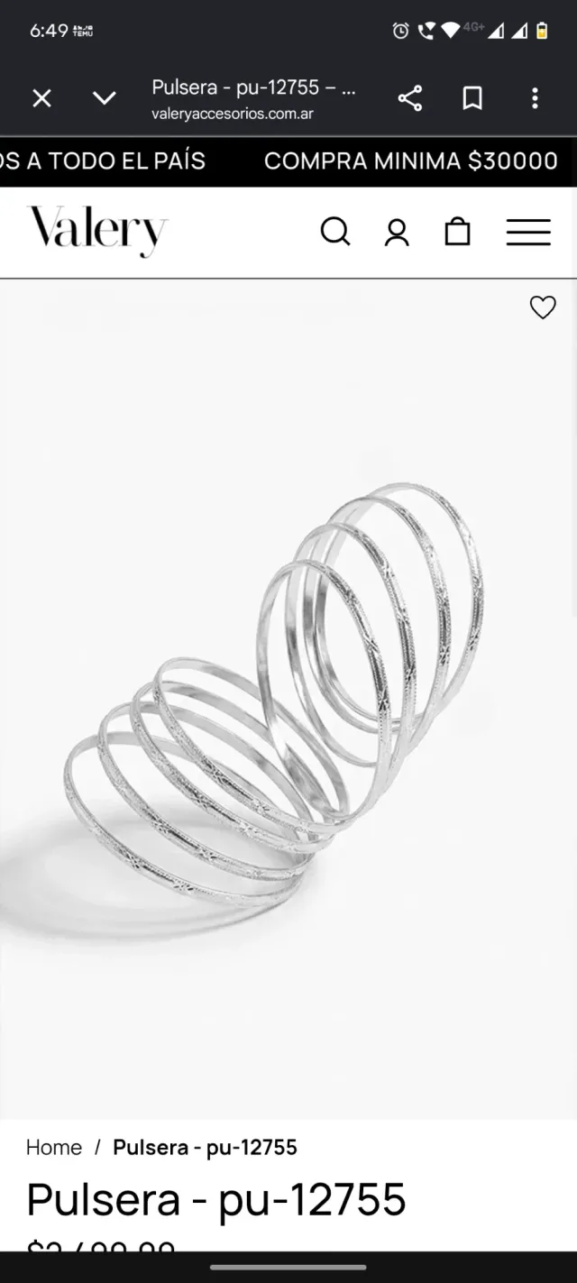 Pulseras plateadas 8 unidades