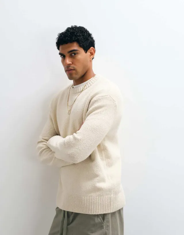 Sweater Belgrano punto texturado crema