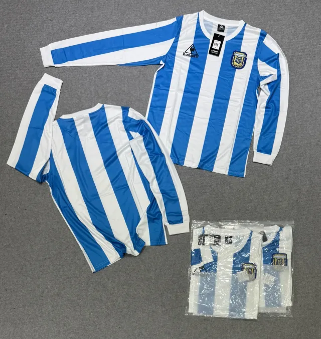 Camiseta Argentina Titular Manga Larga Retro Mundial 1986